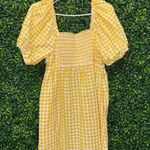 Old Navy Gingham  Dress Yellow Puff Sleeve Photo 2