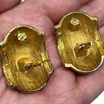 Carol Dauplaise Vintage Signed Dauplaise Gold Tone Clip On Statement Earrings Retro Classy Photo 5