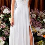 Embroidery chiffon Wedding Dress White Photo 8