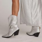 Azalea Wang Federica Silver Crystal Shortie Western Cowgirl Boots Rhinestone 6.5 Photo 5