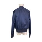 Free People  Satin Bomber Jacket Navy Blue Size XS Lightweight Zip Front Photo 4