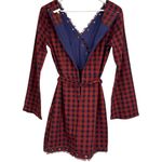 Le lis  Plaid Dark Orange Navy Blue Fit & Flare Western Dress Size Small NWT Photo 14