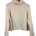 ZARA Cream Light Pink Wool Alpaca Blend Ribbed Knit Turtleneck Sweater Medium Photo 1