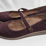 Aetrex  Womens Size 9.5 Comfort Chunky Mary Jane Wine Nubuck Studded Wedge Photo 0