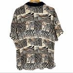 Vintage Zebra Animal Print Button Down Top Black Size L Photo 1