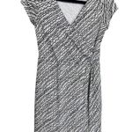 Ann Taylor Wavy Print Faux Wrap Career Work Office Wear Dress Black White Size 2 Photo 0