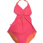 MARYSIA One Piece Swimsuit Neon Coral Pink Halter USA Resort Vacation XS EUC Photo 7