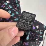 Anna Sui Anthropologie x Silk Blend Floral Dress Stripe Trim Sz 8 Black Colorful Photo 6