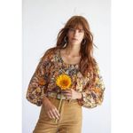 Free People Boho Floral Cool Meadow Printed Top in Midnight Combo Medium NEW Photo 14