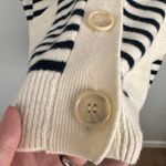 ZARA  Black Ecru Striped Oversized Wool V-neck Cardigan Chunky Buttons Sz Medium Photo 7