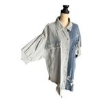 POL Oversize Two Tone Blue Distressed Denim Jacket Size S Photo 6