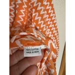 Roberta Roller Rabbit  Button Front Tunic Top Medium Orange White Cotton Zigzag Photo 2