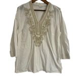 Charter Club  Swim Women’s White and Gold Vneck Beach/Pool Coverup Size 16 Photo 0