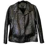 Timeless Naeem‎ Khan Metallic Jacket Crinkle Shiny NWT XS Black Silver NK4249 Photo 0