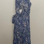 Max Studio  Dress Midi Butterfly Print Flutter Sleeve Tiered Ruffle Blue Pink Photo 8