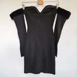  Josee Knitted Mini Dress Staud‎ Black Faux Fur Trim Size M NWT Event Photo 6