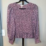 Rebecca Taylor  Long Sleeve Ruched Mirage Blouse Smocked Silk Blend‎ Size 6 Photo 1