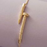 Gold Rhinestone Nail Adjustable Bracelet Photo 0