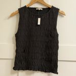 Madewell  Smocked Boatneck Tank in Soft Charcoal, Size X-Small Photo 5