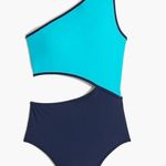 J.Crew bathing suit blue cut out one piece one shoulder swimsuit medium Photo 2