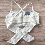 Free People  Women’s S Eyelet Lace‎ Bow Back Crop Top Ivory White Coquette Girlie Photo 5