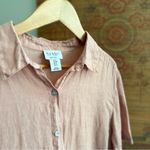 Nicole Miller Linen Boxy Short Sleeve Button Down Shirt in Dusty Rose Pink Photo 2