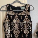 Skies Are Blue  Black Gold Sequin Tribal Geometric Bodycon Dress Size Medium Photo 5