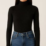 Abercrombie & Fitch Black Merino Wool-Blend Turtleneck Bodysuit Photo 0