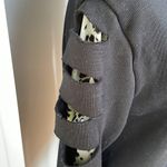 Amazon Black Funnel Neck Fleece Sweatshirt Sliced Sleeves w. B & W Print Size Small Photo 3