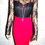 Windsor Black Red Lace Goth Maxi Dress S Photo 5