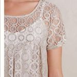 Anthropologie Akemi & Kim Metallic Lace Blouse Size Small Short Sleeve Photo 2