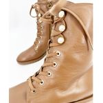 Stuart Weitzman Laine Boot Tan Combat Lace Up Pearl Button 7.5 Photo 7