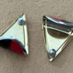 Super Retro Cool Enamel Funky Pierced Earrings Gold Tone Blue & Red Multiple Photo 4