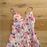 Lulus  - Alaia Floral Satin Backless Midi Dress in Pink Peach & Green Photo 1