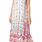Juliet Dunn London Tribal Tassel Maxi Dress White Jade Embroidered Size 2 US 6/8 Pink Size M Photo 0