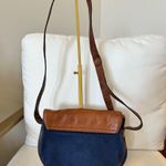 Etienne Aigner Vintage tan brown leather and denim fabric crossbody bag Photo 2