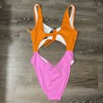 PINK - Victoria's Secret Victorias Secret PINK NEW Swimsuit One Piece Cutout Orange & Pink Size Large‎ Photo 3
