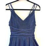 Let's Prom Cinderella Shimmery Blue Dress Mesh Details Corset Double Straps XS Photo 2