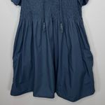 Sea New York Rene Tunic Dress 8 Slate Smocked Ruffle Sleeve Boho Casual Chic Blue Photo 3