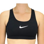 Nike Womens Swoosh Medium Support Racerback Sports Bra - Black/White- Sz M Photo 0