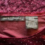 Impressions Vintage Burgandy Silver Sparkles Velvet Blouse Medium Petite Holiday Photo 3