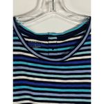 Talbots Women's Top Short Sleeve Button Back Cotton Blend Blue Striped Small Photo 2