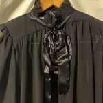 ZARA  Sheer Shoulder Pad Collared Nexk Tie Goth Blouse NWT Photo 1