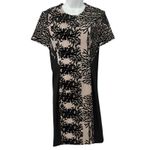Yigal Azrouel Coral Reef Burnout Black Tan Short Sleeve Sheath Dress size 10 Photo 7