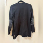 Alfani  Black Cardigan with zipper detail and faux leather elbow patches- Small Photo 3