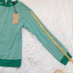Halogen Green/white Stripes Lace Lace up Back Long Sleeve Tee size Small Photo 5