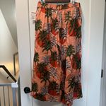 Nicole Miller NWOT 100% Linen Pants Tropical Coastal Cropped Wide Flare Pant L Photo 3