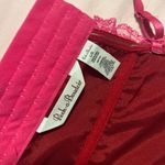 Red Satin Corset Heart Top with Pink Lace Trim Size L Photo 1