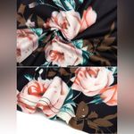 Plus Size 3/4 Sleeve Shirts for Women Floral Print V Neck Blouses Tunic Tops Black Photo 9