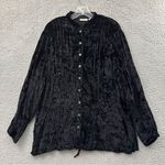 White Stag Y2K  Crushed Velvet Black Button Up Top Goth Whimsigoth Grunge Witch L Photo 0
